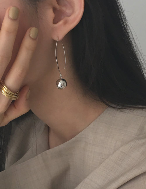 silver 925 long ball earring