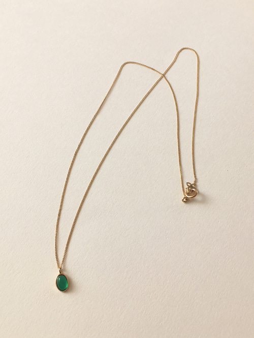 14k oval green onyx necklace